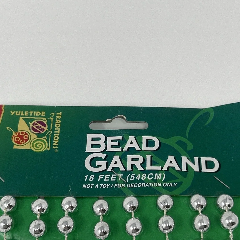 NEW Vintage Yuletide Traditions Silver Bead Garland 18 Feet